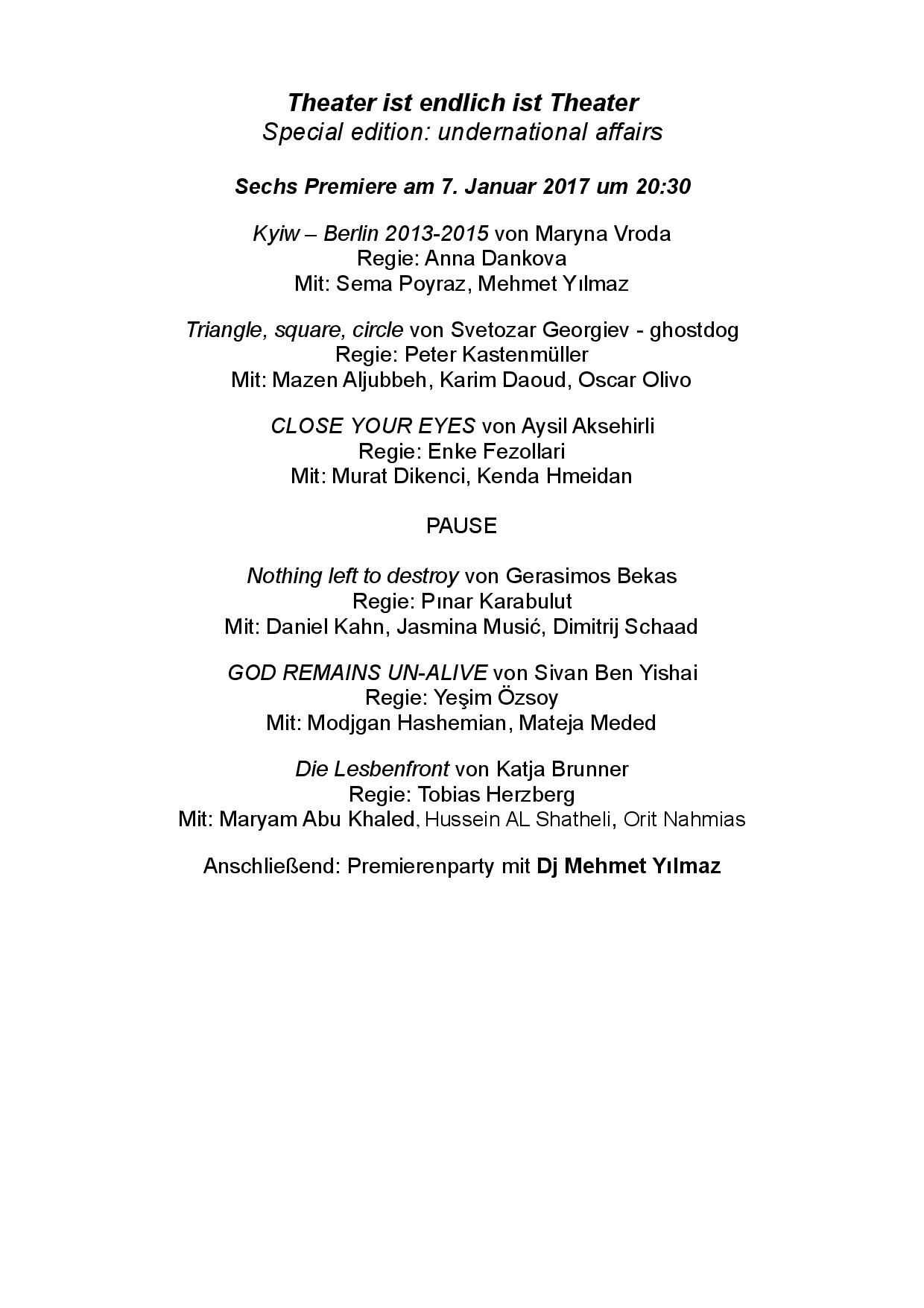 Programm Schedule