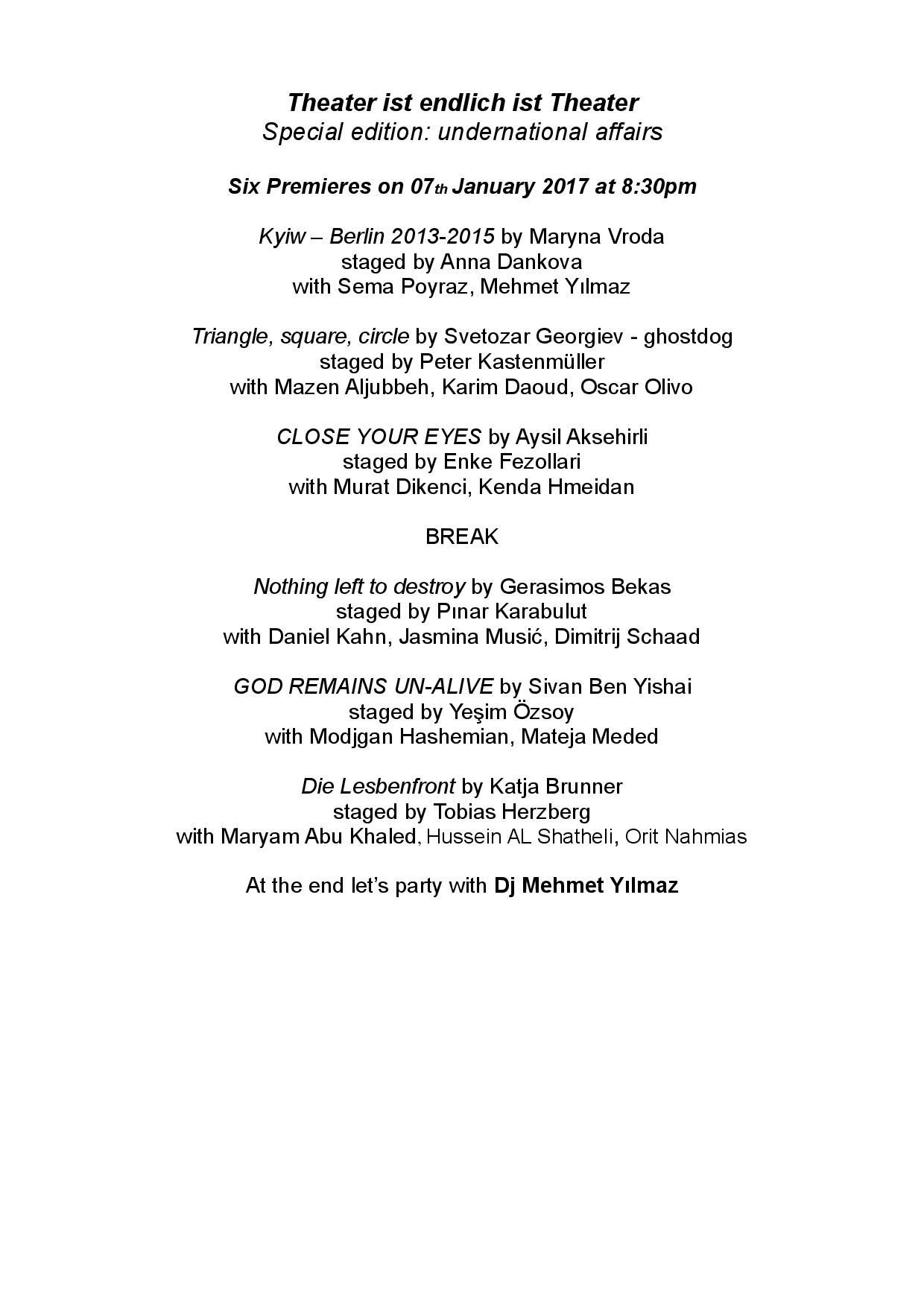 programm schedule